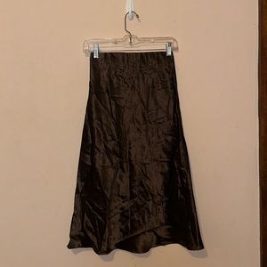 Aritzia Satin Midi Skirt - Mocha, Size 2